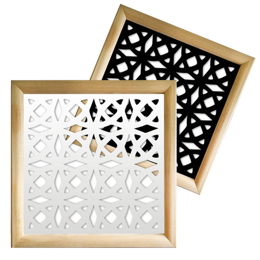PLENITUDE - Moduli Decorativi in Legno e PVC Misura: 48x48 cm, Colore: bianco