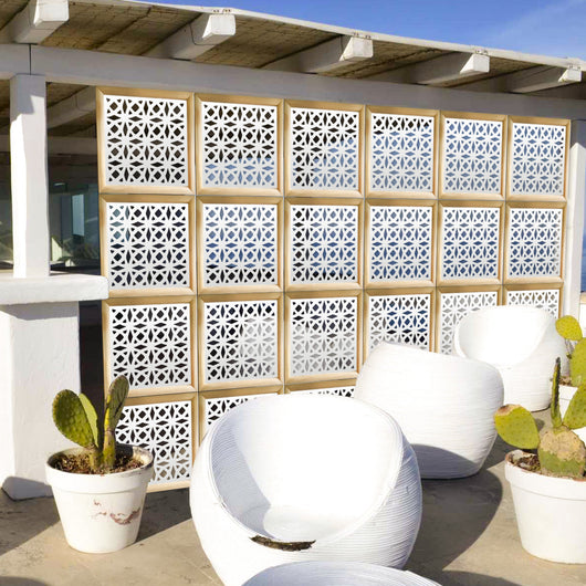 PLENITUDE - Moduli Decorativi in Legno e PVC Misura: 73x73 cm, Colore: bianco