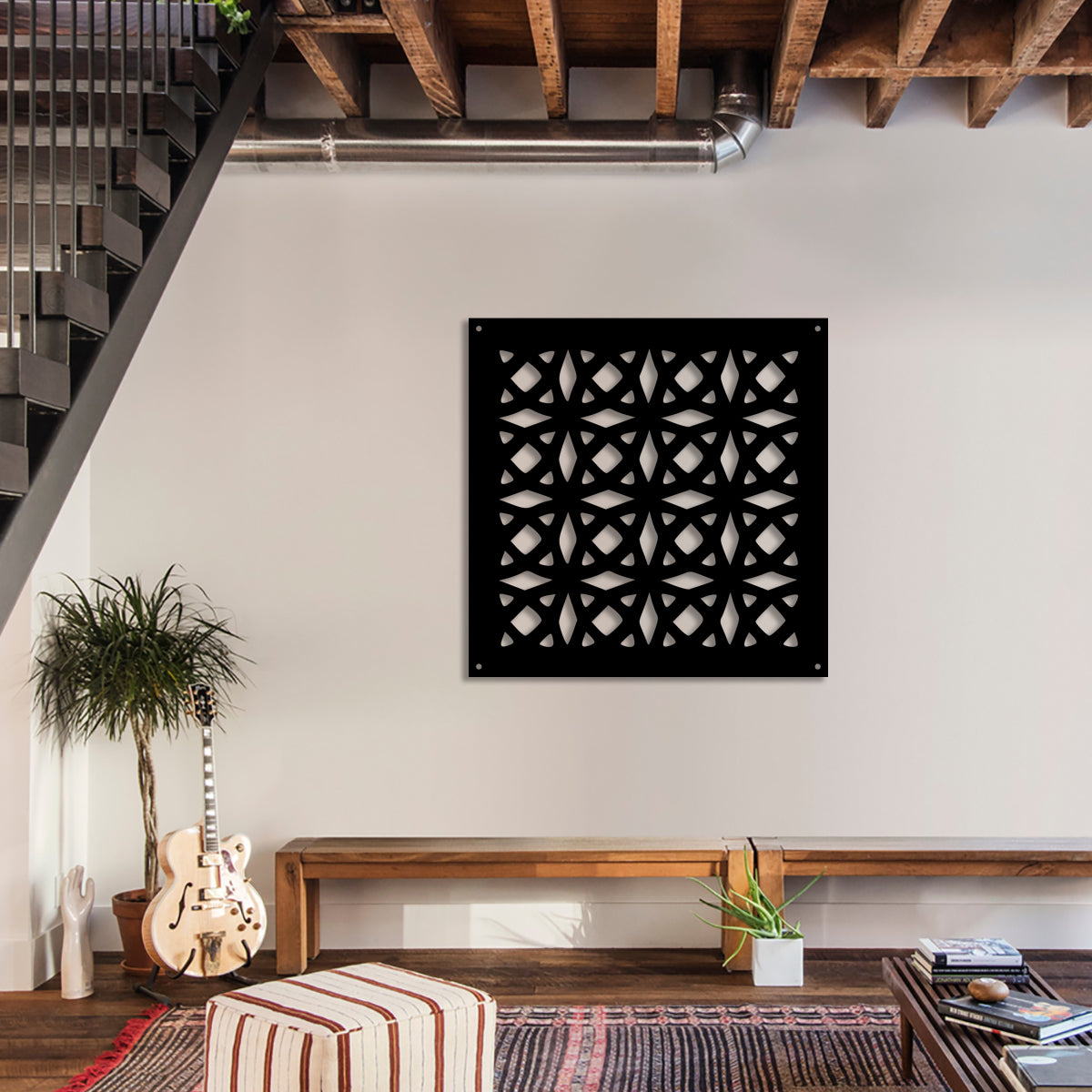 PLENITUDE - Pannello in PVC traforato - Parasole Colore: nero, Misura: 73x73 cm