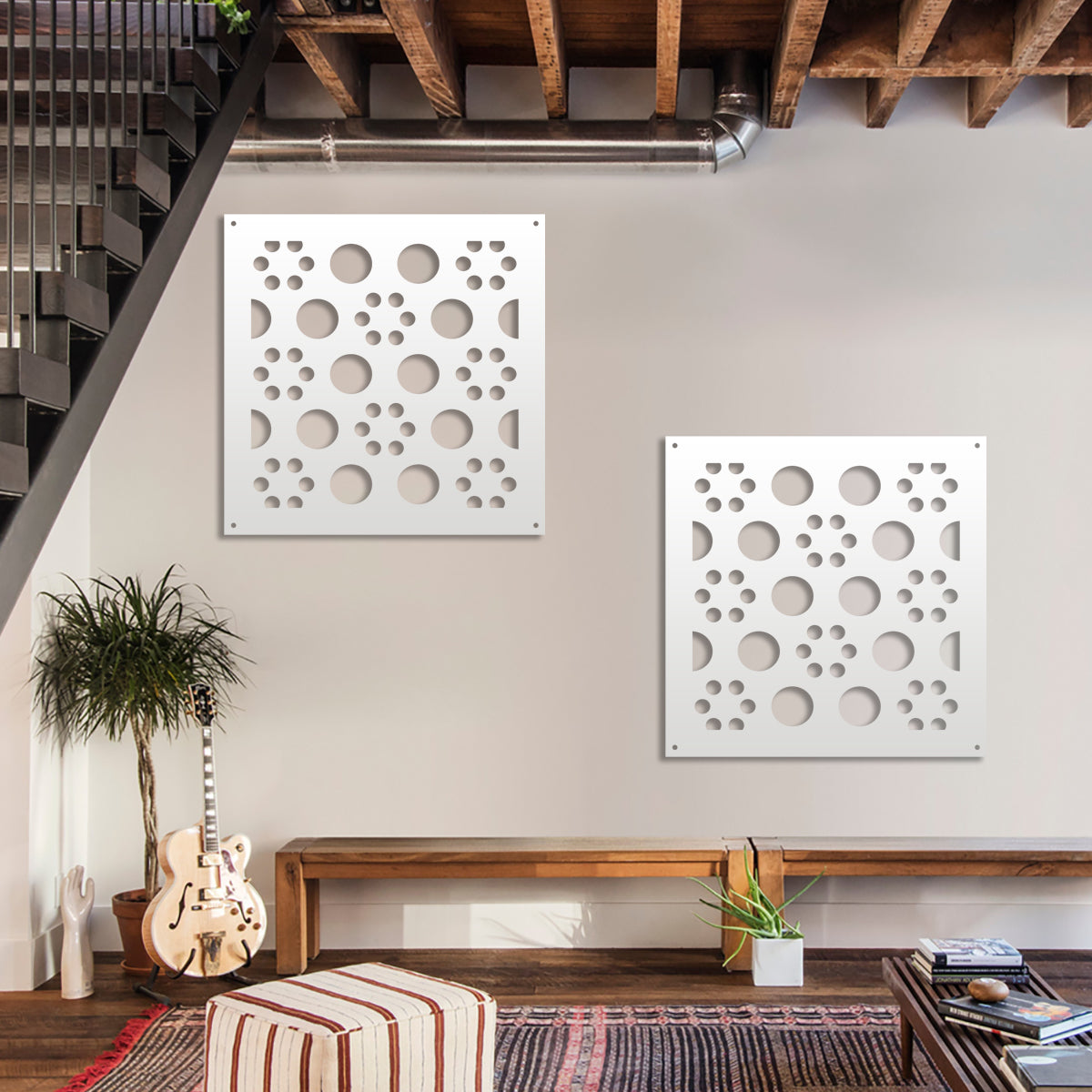 POINTS - Pannello in PVC traforato - Parasole Colore: bianco, Misura: 48x48 cm