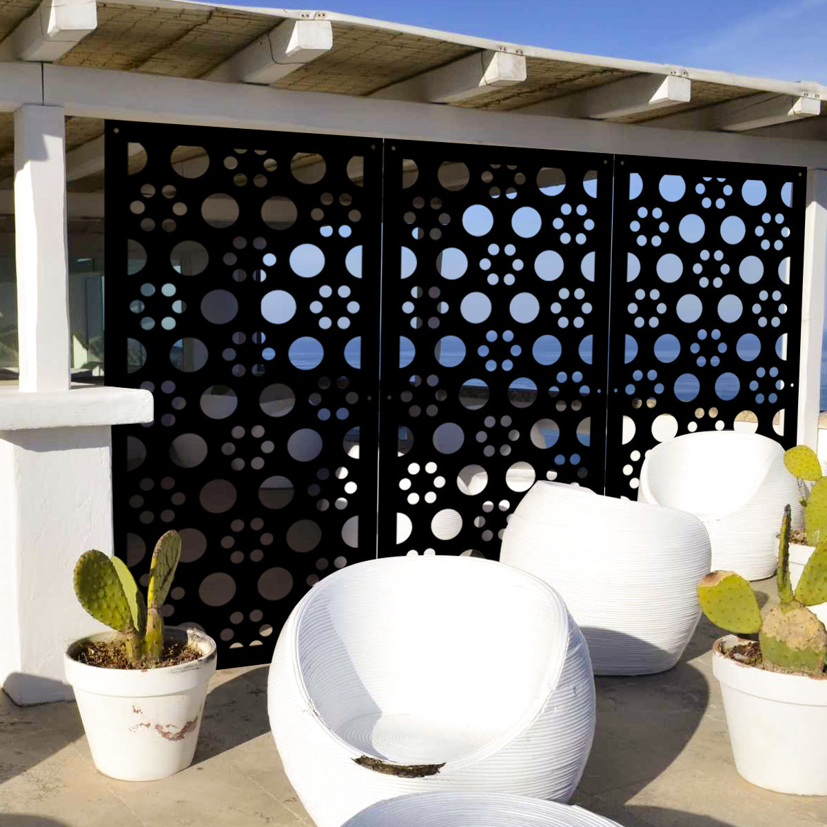 POINTS - Pannello in PVC traforato - Parasole Misura: 50x150 cm, Colore: nero