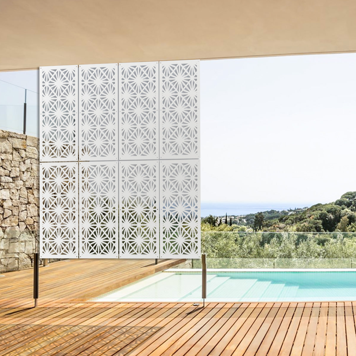 POLESTAR - Pannello in PVC traforato - Parasole Colore: bianco, Misura: 98x198 cm