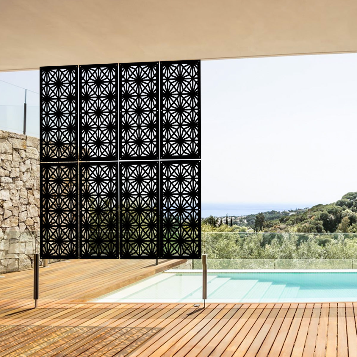 POLESTAR - Pannello in PVC traforato - Parasole Colore: nero, Misura: 50x150 cm