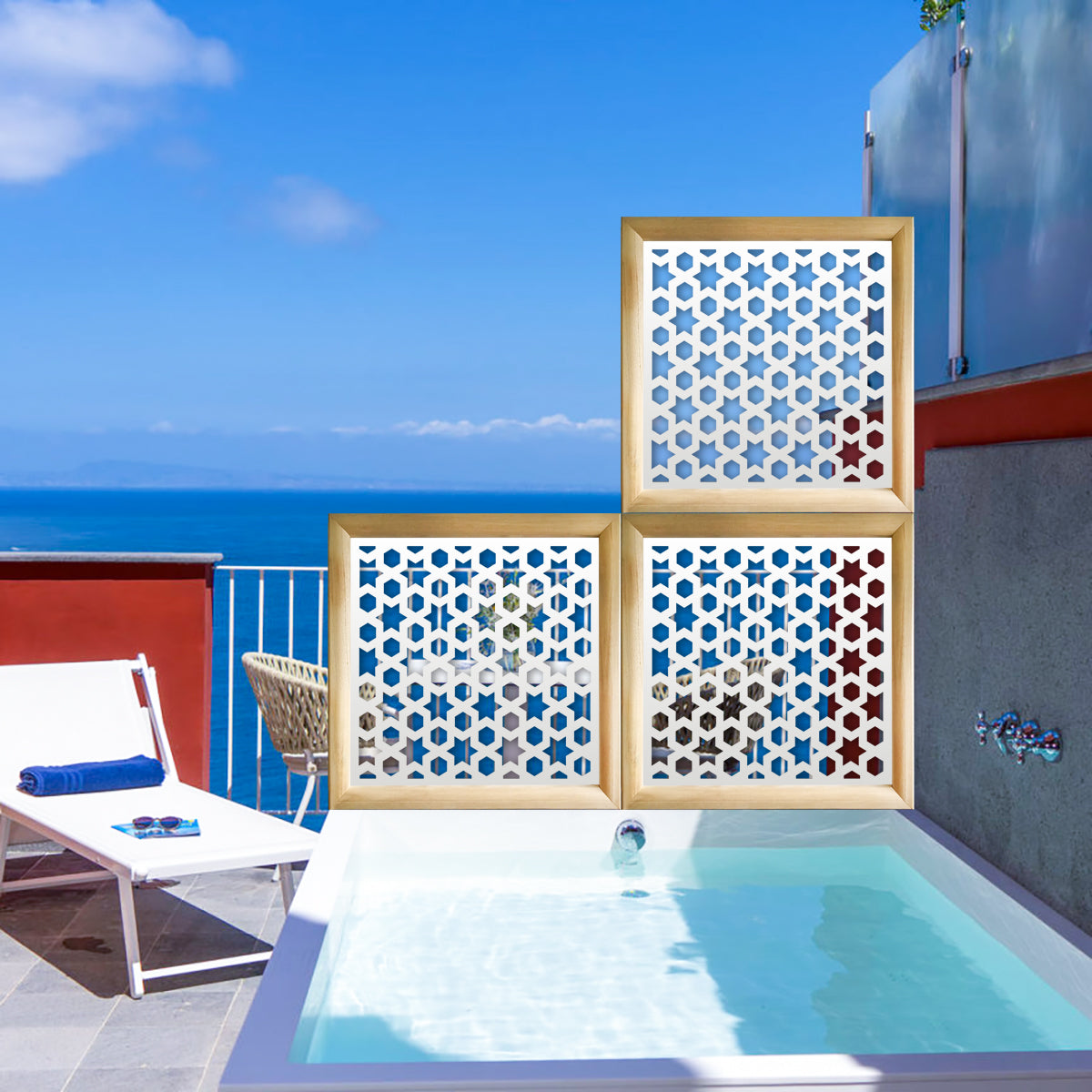 POPSTAR - Moduli Decorativi in Legno e PVC Misura: 48x48 cm, Colore: bianco