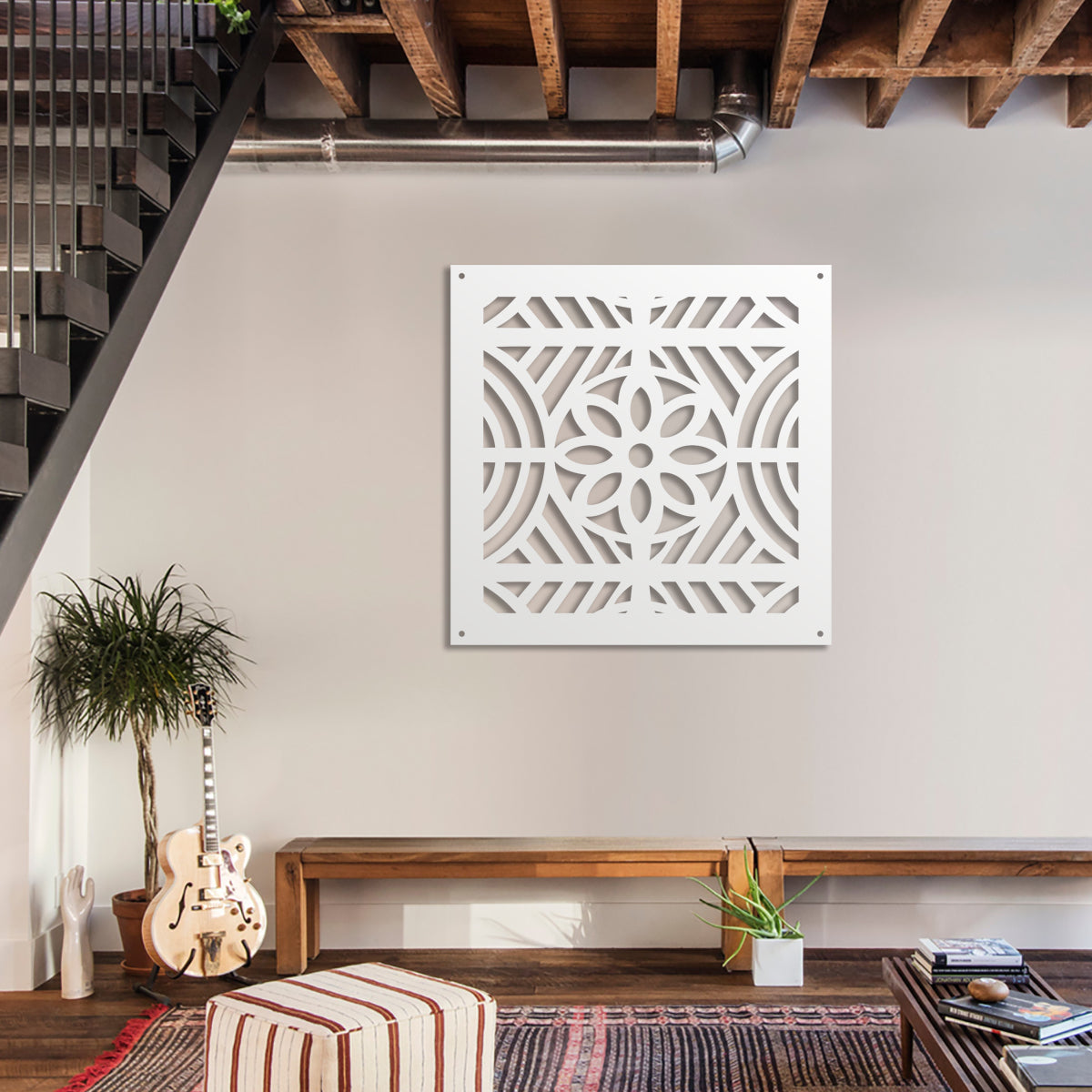 PROVENZA - Pannello in PVC traforato - Parasole Misura: 73x73 cm, Colore: bianco