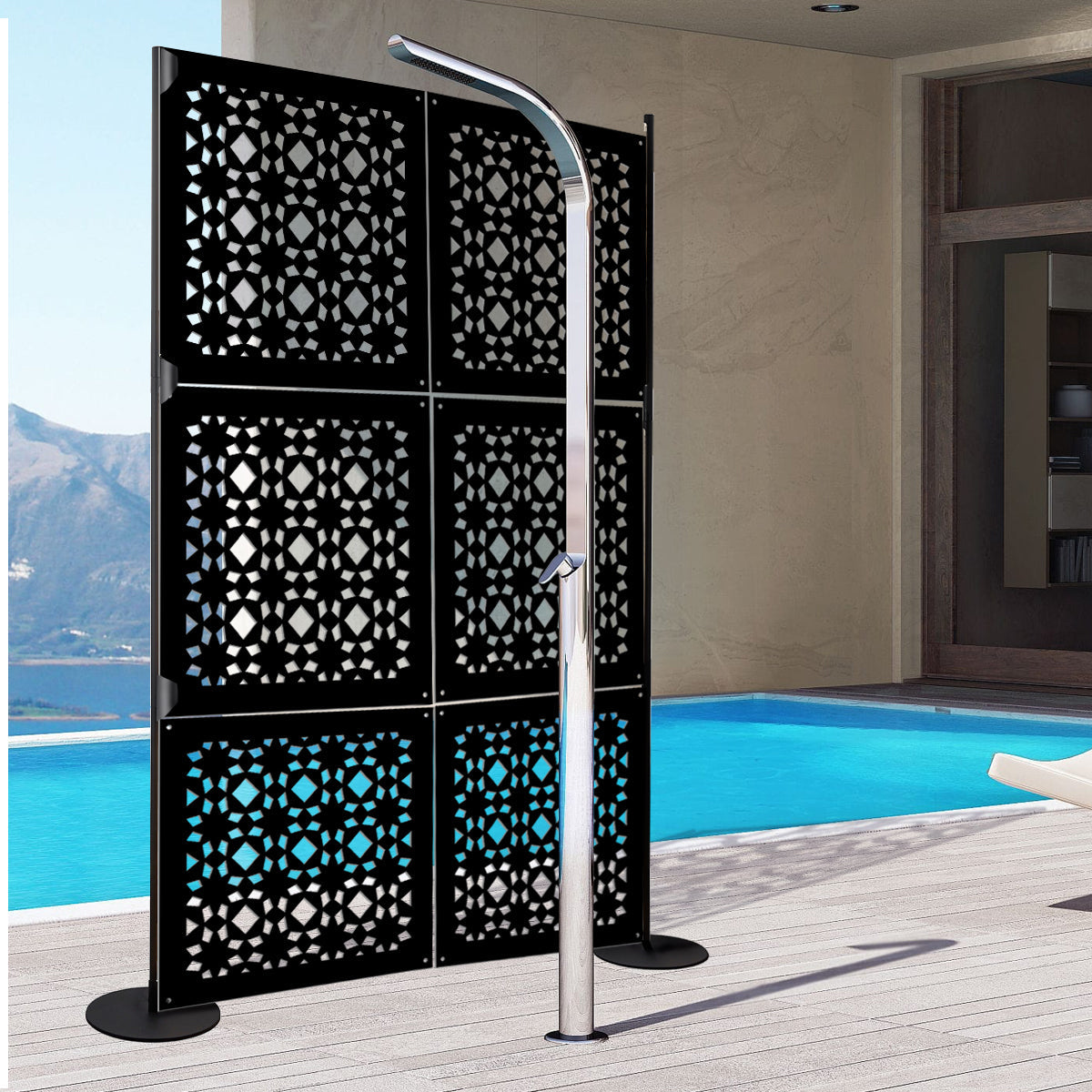 PSYCHEDELIC- Pannello in PVC traforato - Parasole Misura: 98x98 cm, Colore: nero