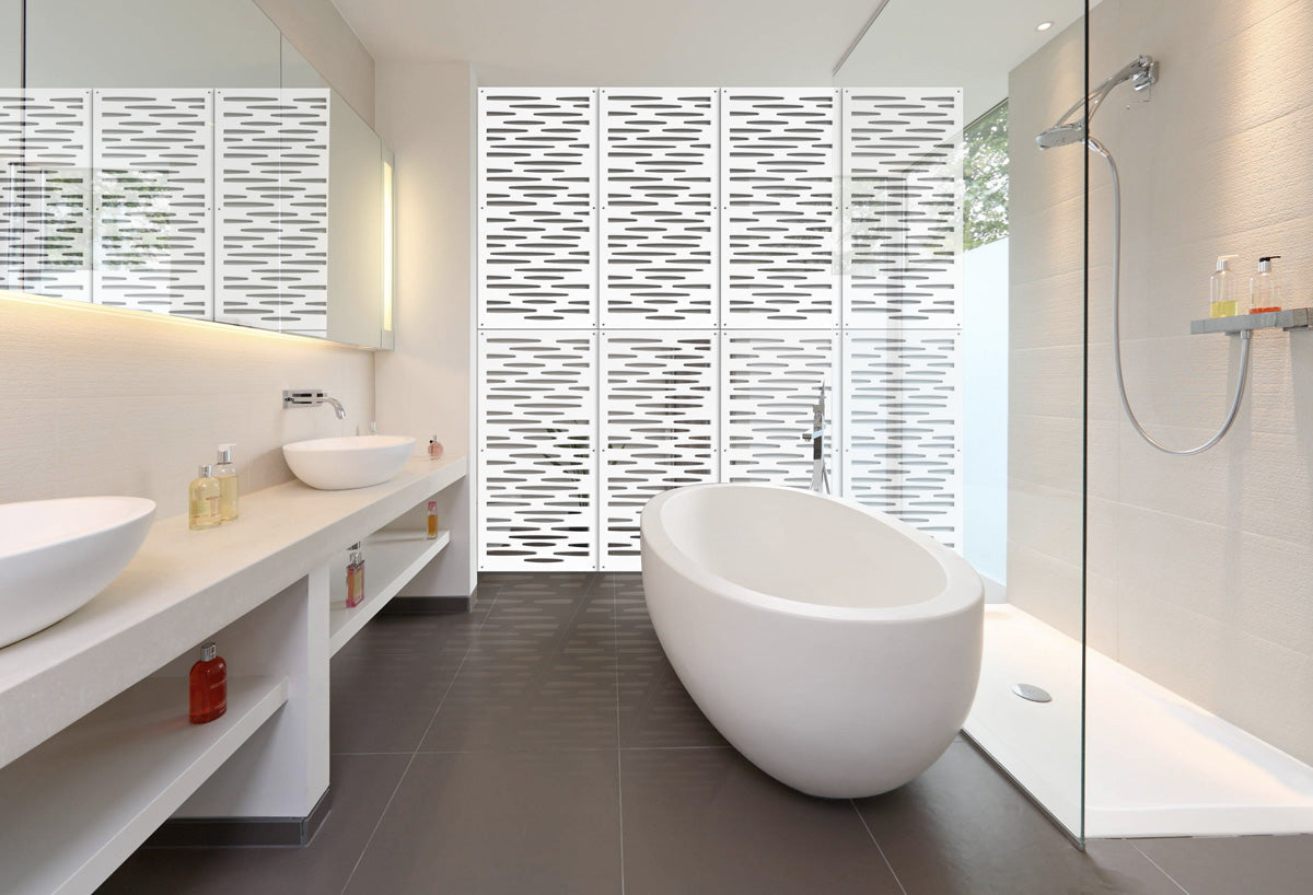 PUDDLE - Pannello in PVC traforato - Parasole Misura: 98x198 cm, Colore: bianco