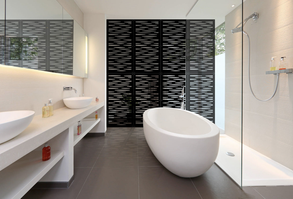 PUDDLE - Pannello in PVC traforato - Parasole Misura: 73x148 cm, Colore: nero