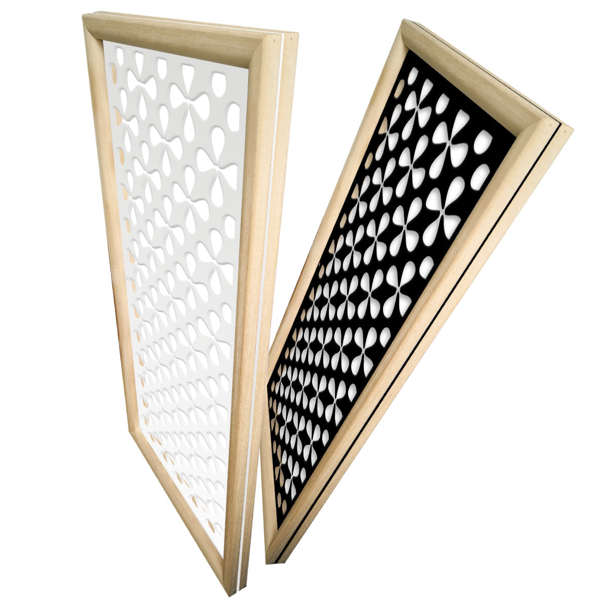 QUADRIFOGLIO - Moduli Decorativi in Legno e PVC Colore: bianco, Misura: 47x94 cm