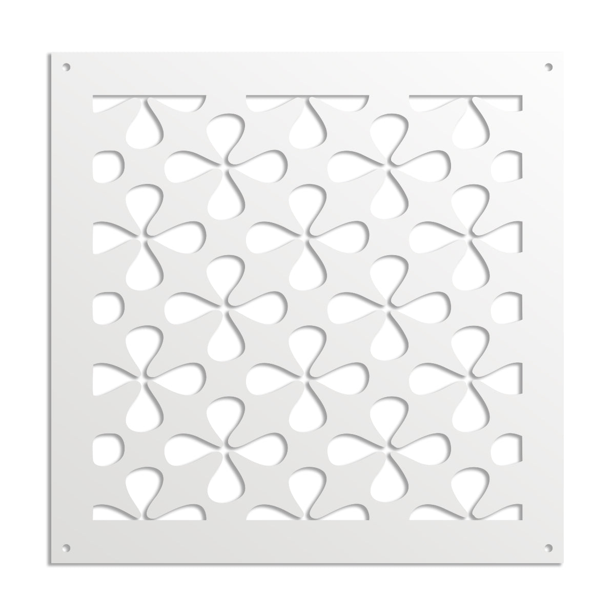 QUADRIFOGLIO - Pannello in PVC traforato - Parasole Misura: 48x48 cm, Colore: bianco
