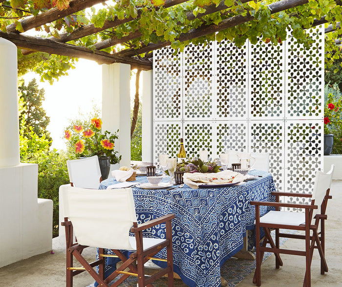 QUADRIFOGLIO - Pannello in PVC traforato - Parasole Misura: 47x94 cm, Colore: bianco