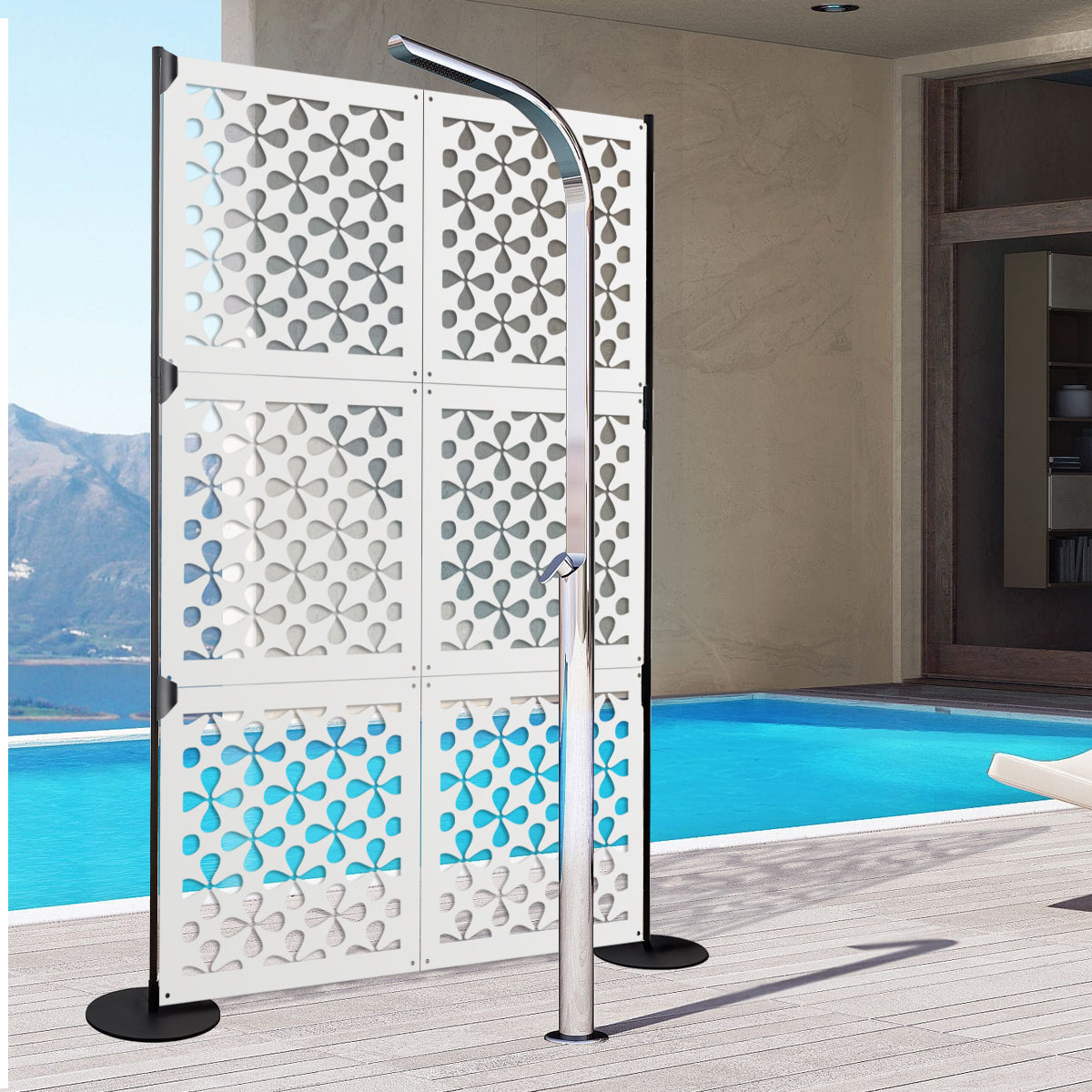 QUADRIFOGLIO - Pannello in PVC traforato - Parasole Misura: 48x48 cm, Colore: bianco