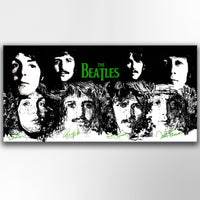 Quadro Canvas su telaio in legno BEATLES BLACK-GREEN Misura: 140x70 cm