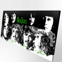 Quadro Canvas su telaio in legno BEATLES BLACK-GREEN Misura: 140x70 cm