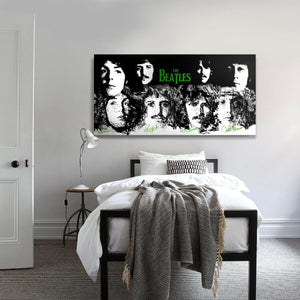 Quadro Canvas su telaio in legno BEATLES BLACK-GREEN Misura: 140x70 cm
