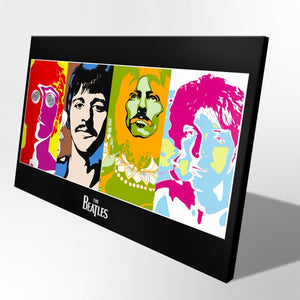 Quadro Canvas su telaio in legno BEATLES POP ART Misura: 70x100 cm