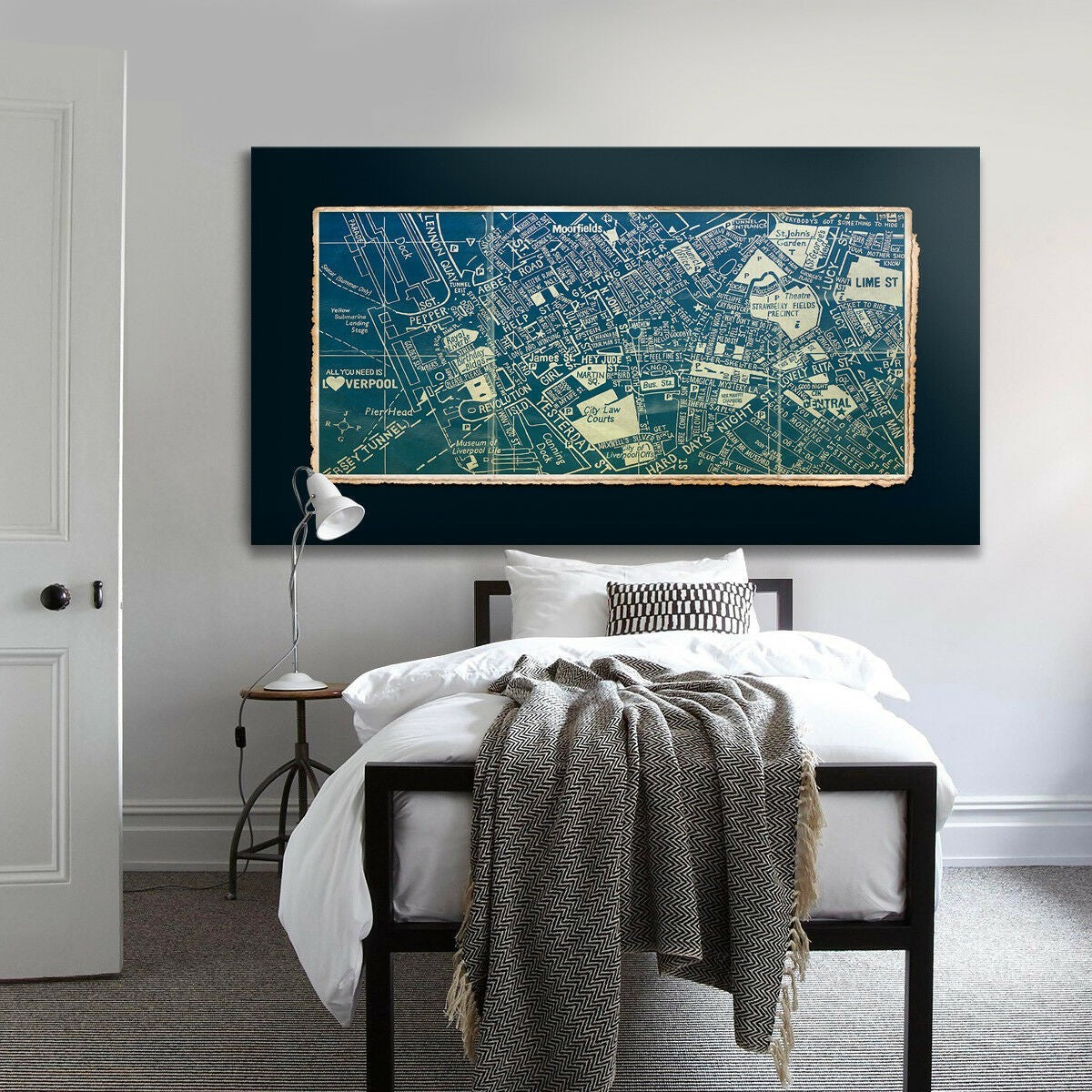 Quadro Canvas su telaio in legno BEATLES SONGS Misura: 140x70 cm