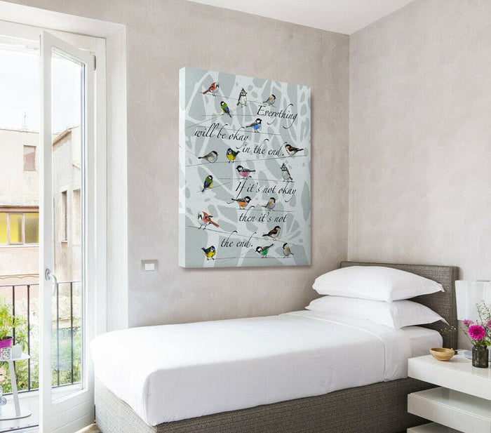 Quadro Canvas su telaio in legno Birds - It's not the end Misura: 70x100 cm