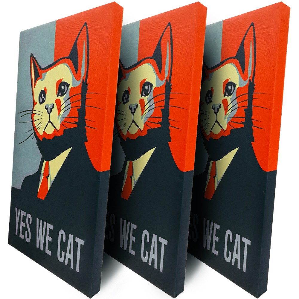 Quadro Canvas su telaio in legno Locandina YES WE CAT Misura: 70x100 cm