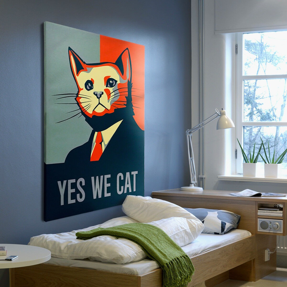 Quadro Canvas su telaio in legno Locandina YES WE CAT Misura: 70x100 cm