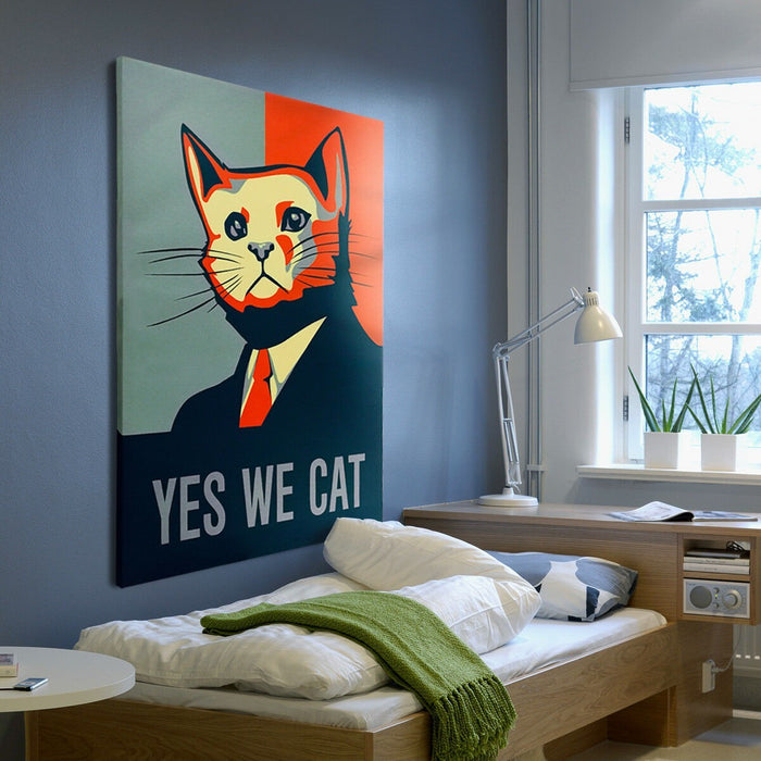 Quadro Canvas su telaio in legno Locandina YES WE CAT Misura: 100x140 cm