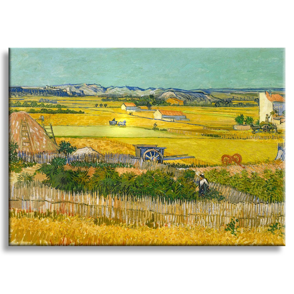 Quadro Canvas su telaio in legno Paesaggio con Carro Blu - Van Gogh Misura: 140x100 cm