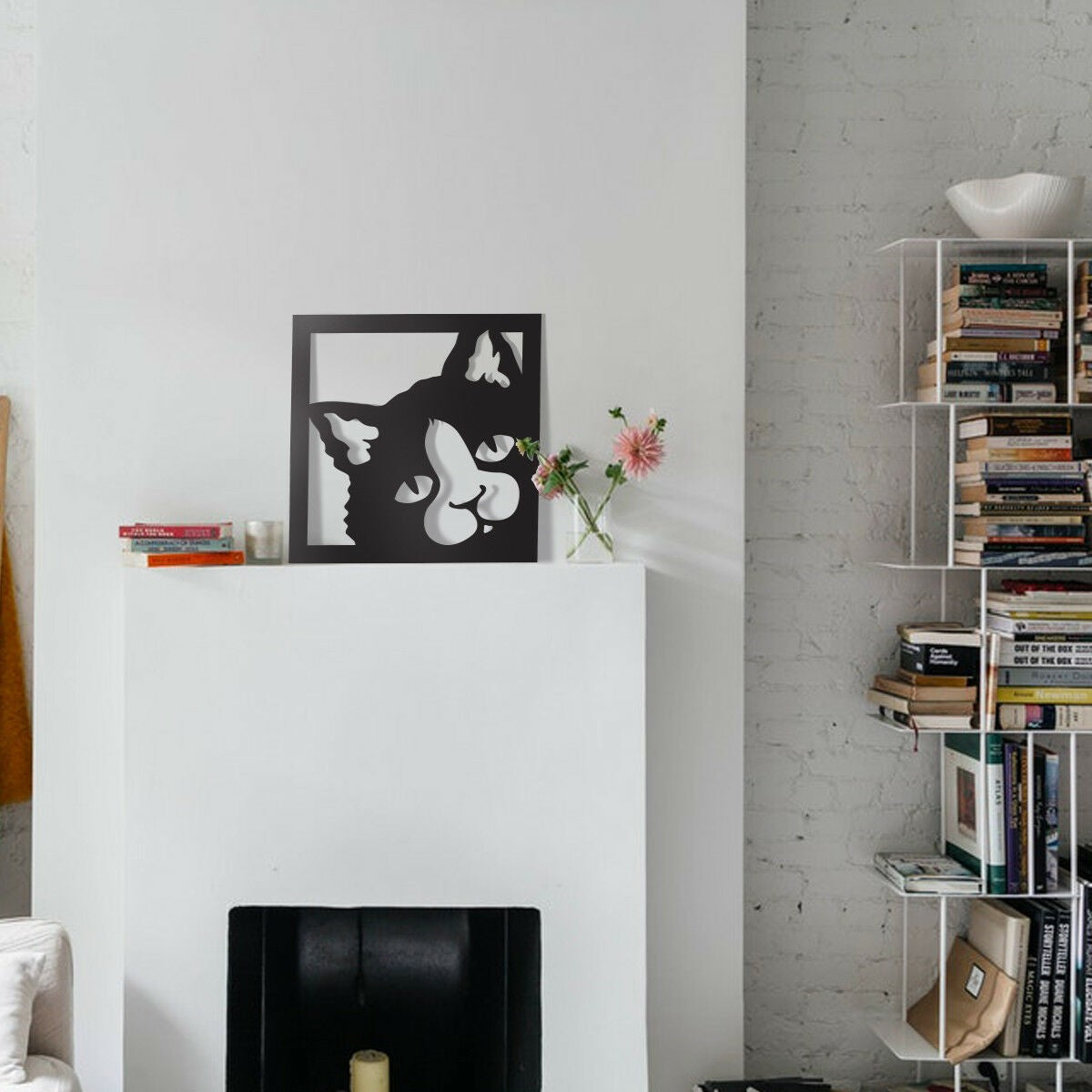 Quadro moderno arredo moderno Quadro Gatto nero traforato Cat 48x 48 cm Colore: nero