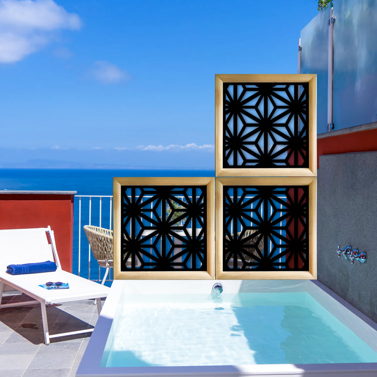 RADIANT - Moduli Decorativi in Legno e PVC Colore: nero, Misura: 48x48 cm