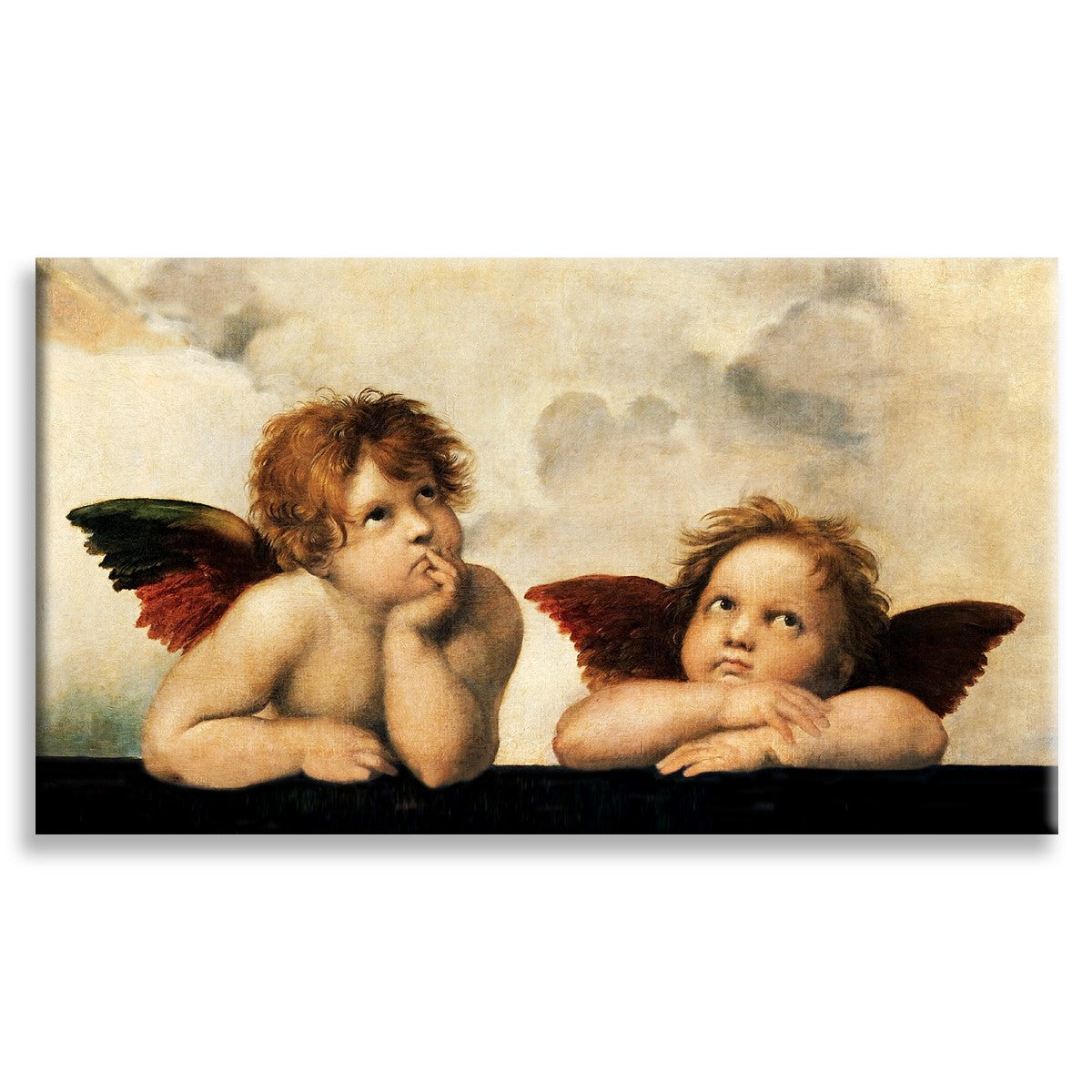 RAFFAELLO SANZIO Angeli - Quadro stampa su Tela montata su telaio in legno 128X70cm Misura: 128x70 cm