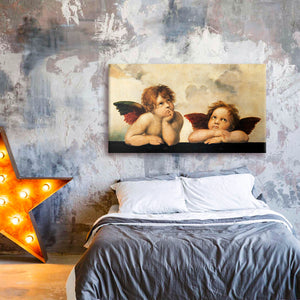 RAFFAELLO SANZIO Angeli - Quadro stampa su Tela montata su telaio in legno 128X70cm Misura: 128x70 cm