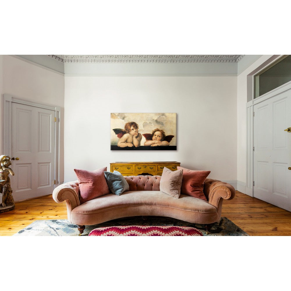 RAFFAELLO SANZIO Angeli - Quadro stampa su Tela montata su telaio in legno 128X70cm Misura: 128x70 cm