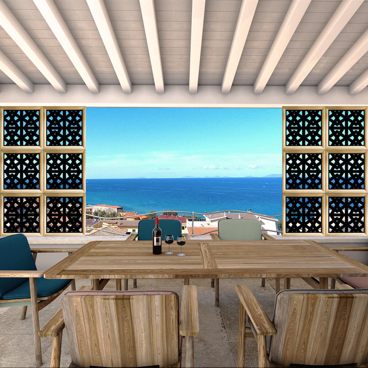 RAILING - Moduli Decorativi in Legno e PVC Misura: 73x73 cm, Colore: nero