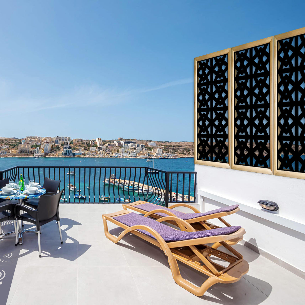 RAILING - Moduli Decorativi in Legno e PVC Misura: 73x148 cm, Colore: nero