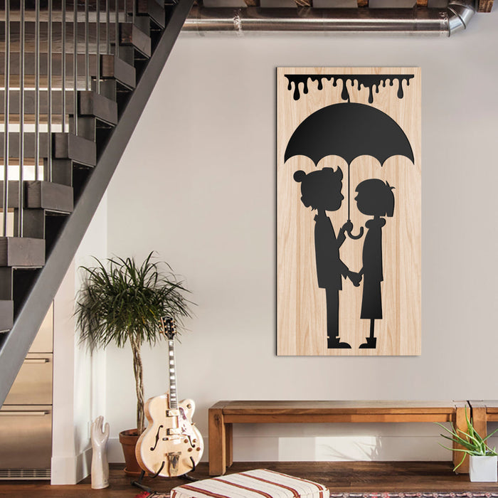 RAIN - Quadro arredo LASERCUT composito Legno e PVC Misura: 50x100 cm