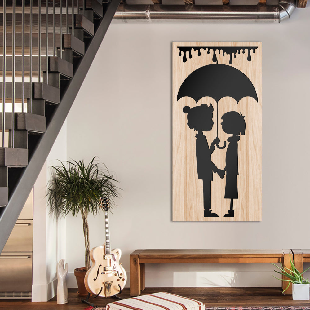 RAIN - Quadro arredo LASERCUT composito Legno e PVC Misura: 50x100 cm