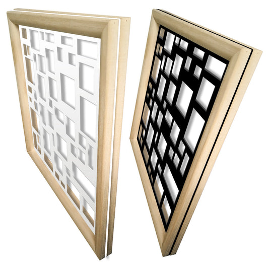 RANDOM - Moduli Decorativi in Legno e PVC Colore: nero, Misura: 98x98 cm