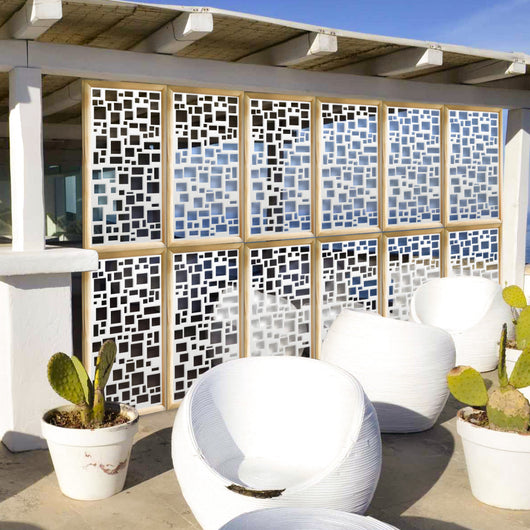 RANDOM - Moduli Decorativi in Legno e PVC Misura: 73x148 cm, Colore: bianco