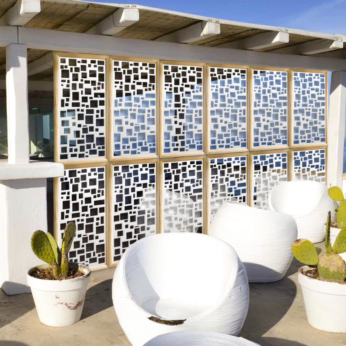 RANDOM - Moduli Decorativi in Legno e PVC Misura: 47x94 cm, Colore: bianco