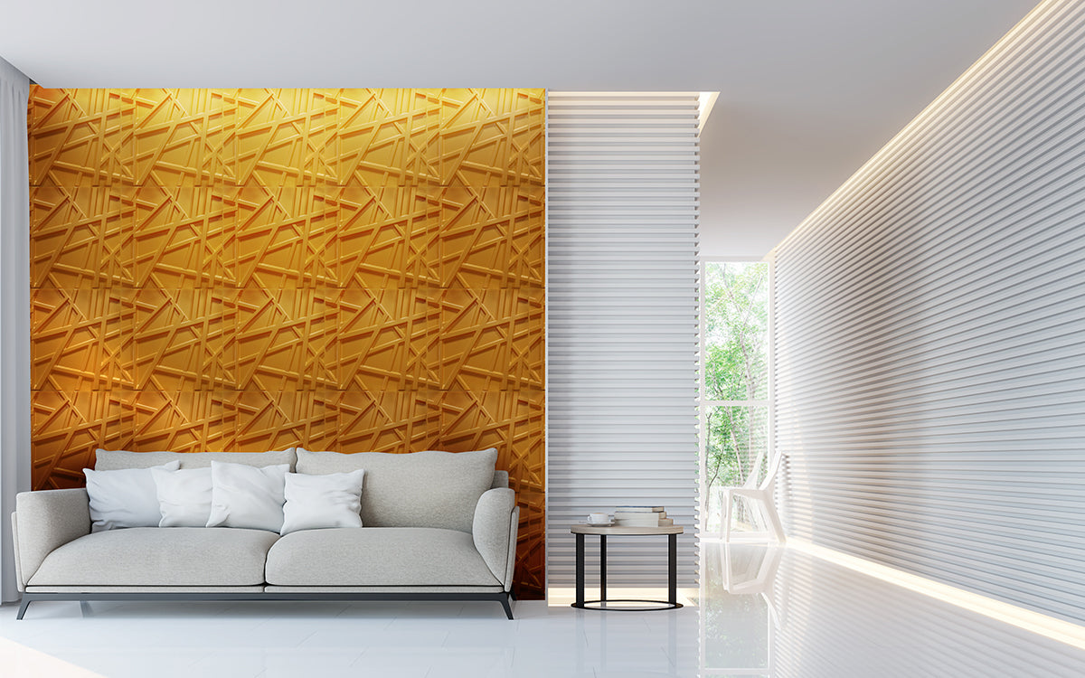 RANDOM giallo-metal-opaco - Pannello parete in PVC a rilievo 3D - 50cmX50cm - 1 Pz