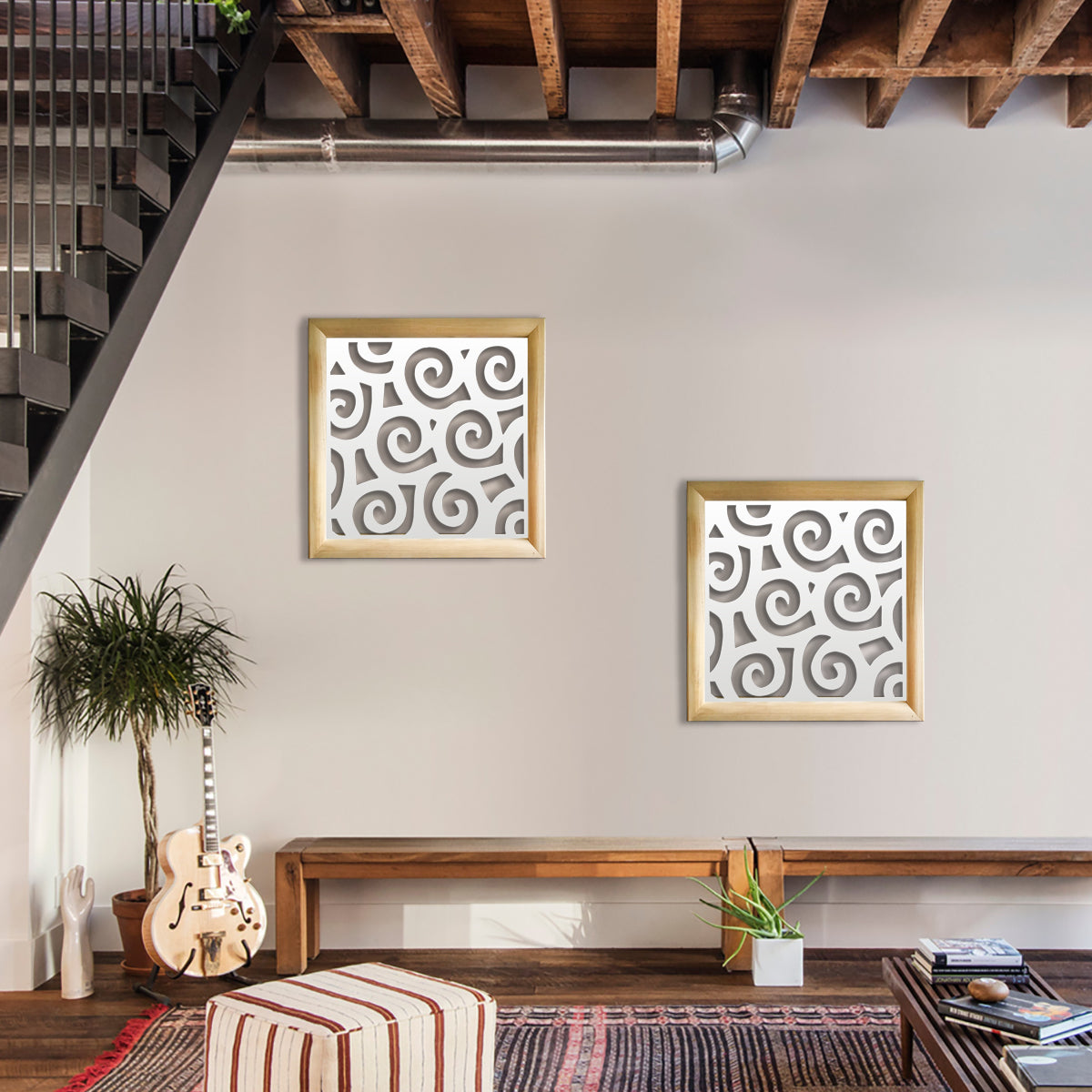 RICCI - Moduli Decorativi in Legno e PVC Colore: bianco, Misura: 98x98 cm