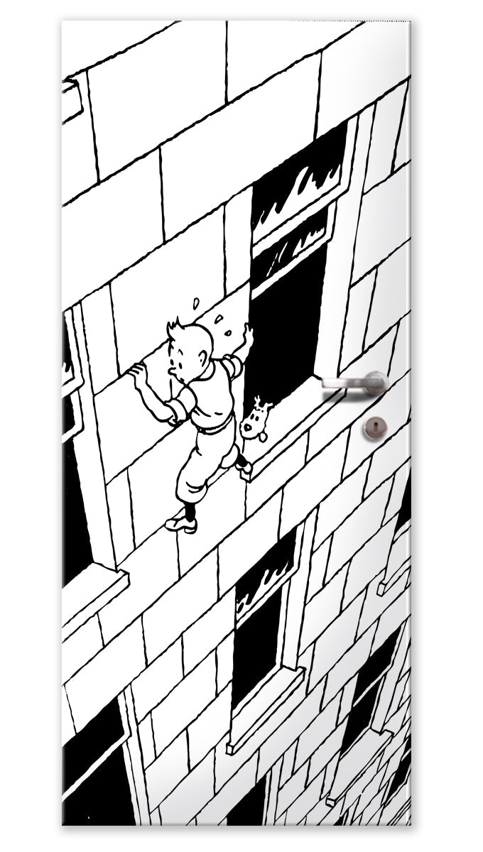 Rivestimento adesivo per porte interne - Tin Tin Grattacielo Misura: 75x215 cm