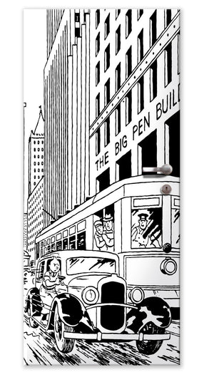 Rivestimento adesivo per porte interne - Tin Tin Inseguimento Misura: 85x215 cm