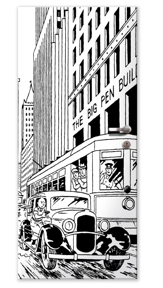 Rivestimento adesivo per porte interne - Tin Tin Inseguimento Misura: 85x215 cm