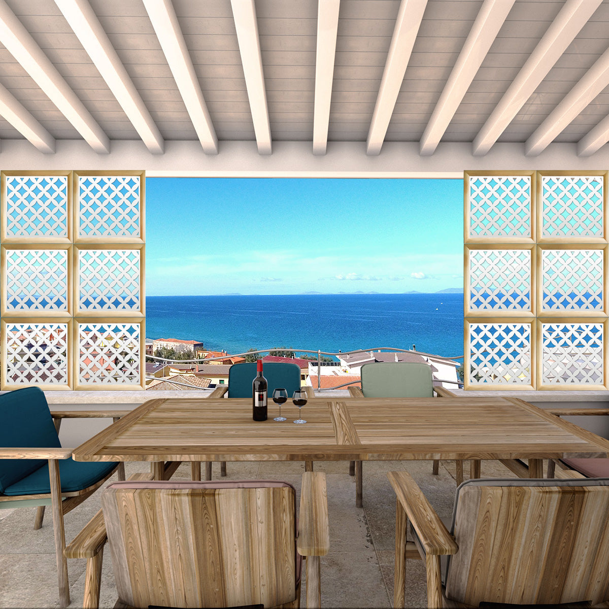 ROMBI - Moduli Decorativi in Legno e PVC Colore: bianco, Misura: 73x73 cm