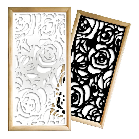 ROSES - Moduli Decorativi in Legno e PVC Colore: nero, Misura: 47x94 cm