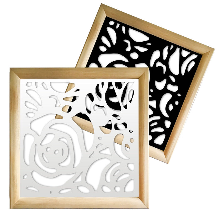 ROSES - Moduli Decorativi in Legno e PVC Colore: nero, Misura: 73x73 cm