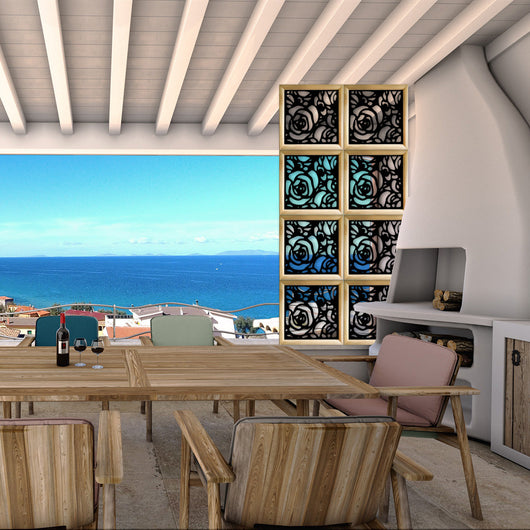 ROSES - Moduli Decorativi in Legno e PVC Colore: nero, Misura: 73x73 cm