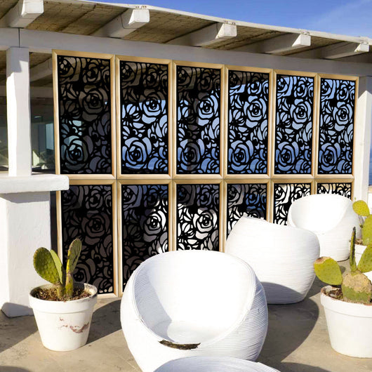 ROSES - Moduli Decorativi in Legno e PVC Misura: 73x148 cm, Colore: nero