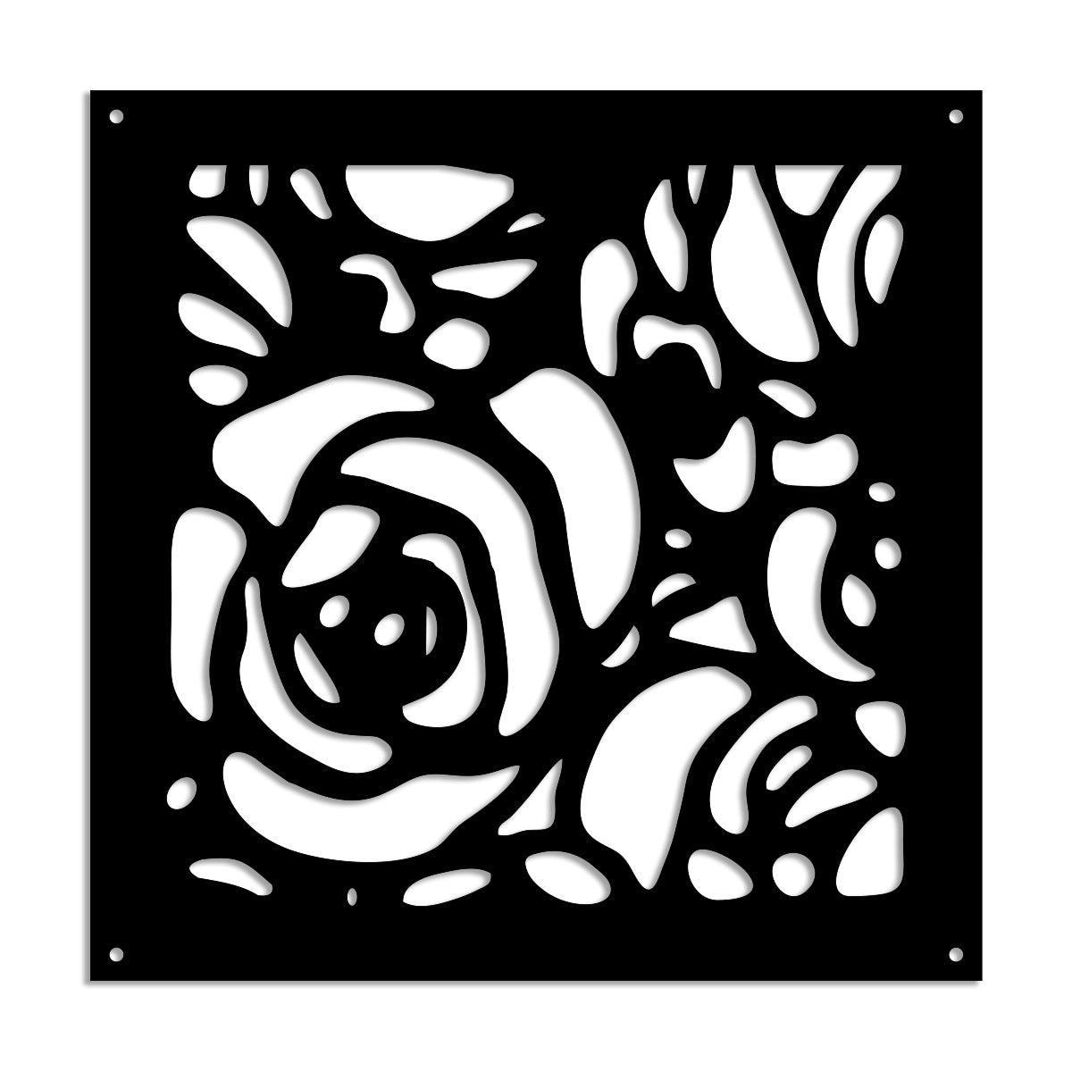 ROSES - Pannello in PVC traforato - Parasole Misura: 48x48 cm, Colore: nero