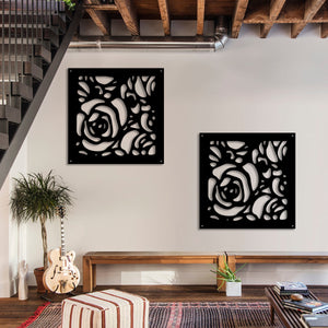 ROSES - Pannello in PVC traforato - Parasole Misura: 98x98 cm, Colore: nero